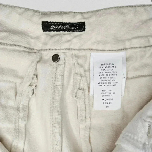❤️ Eddie Bauer Ivory Straight Leg Pants Women’s 6R Casual Cotton Stretch Neutral - Picture 12 of 12